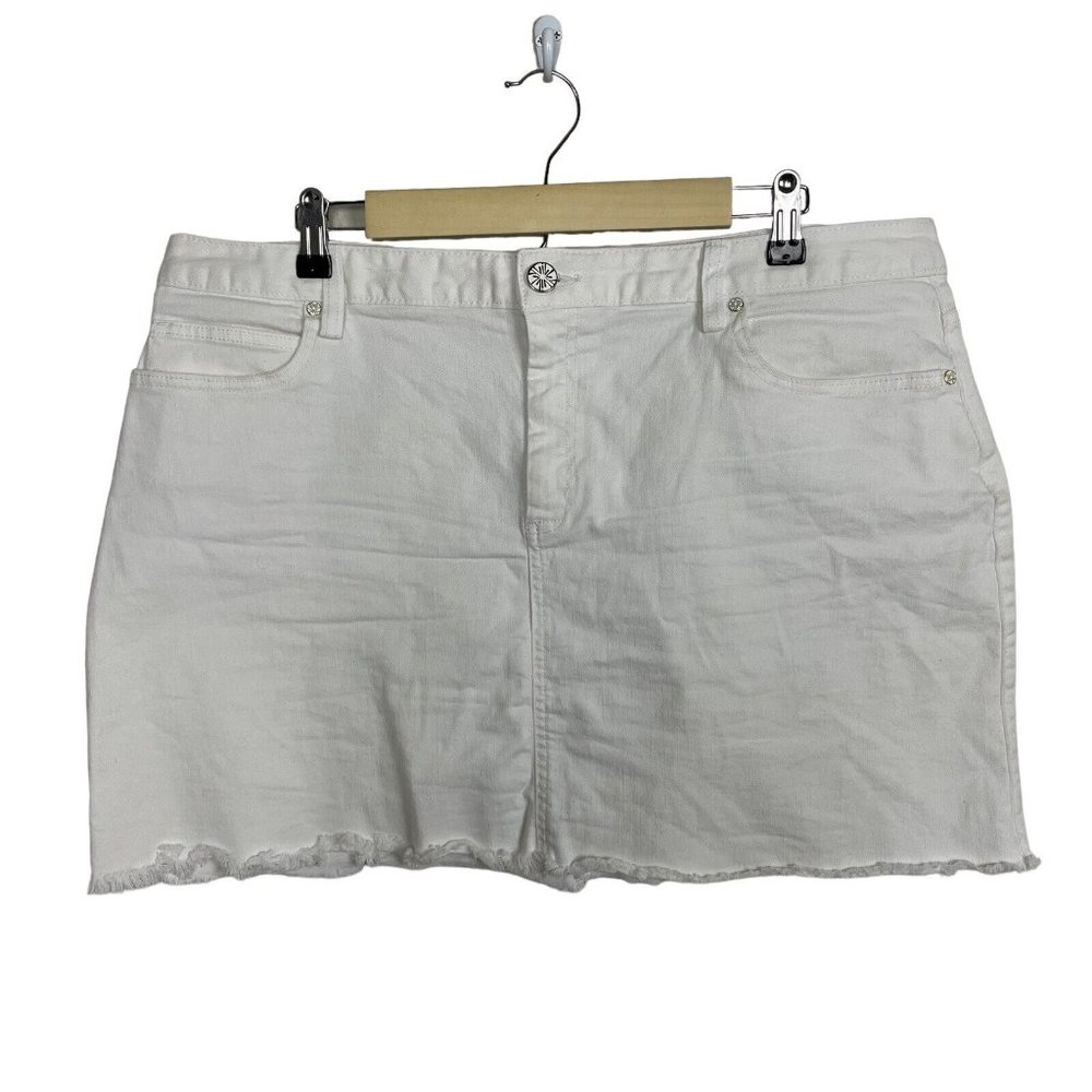 Lilly Pulitzer White Style 004990 Mini Denim Raw Hem Skirt Women's Size 16